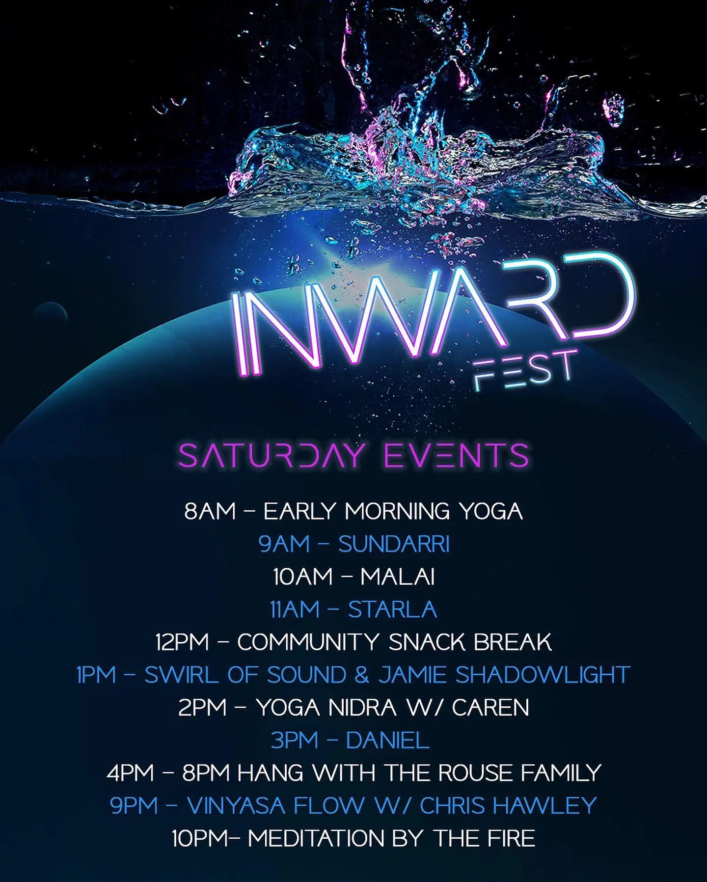 Inward Fest Saturday Set Times